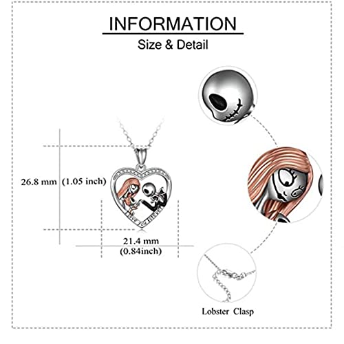 Stainless Steel Jack And Sally Pendant Neckalce Witch Cat On The Broom Nightmare Before Christmas Necklace For Women Girls Jewelry-Family #TOP5
