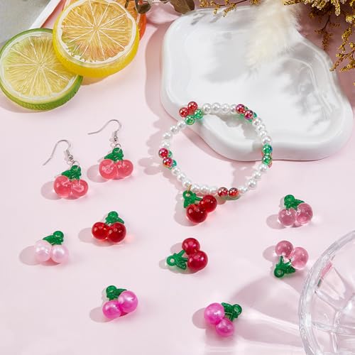 48 breloques cerises en résine pour création de bijoux DIY - 5