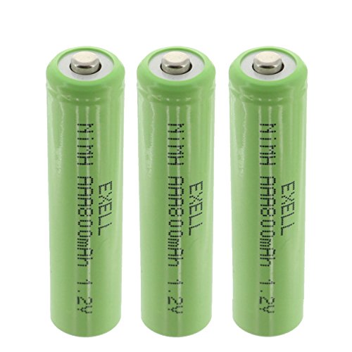 3X Exell 1.2V NIMH AAA 800mAh Rechargeable Button Top Batteries use with Airsoft Radio receivers high Power Static Applications (Telecoms UPS and Smart Grid) Electric Tools Data Meters