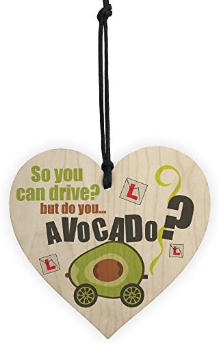 RED OCEAN Do You Avocado? Wooden Hanging Heart Congratulations Sign Passed Driving Test Funny Gift Present