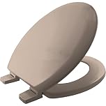 BEMIS Chicago Ultra-Fix Soft Cream Toilet Seat. Wooden Toilet Seat with Water Based Paint for Easy Clean. Adjustable Plastic Hinges, Universal & Easy Installation