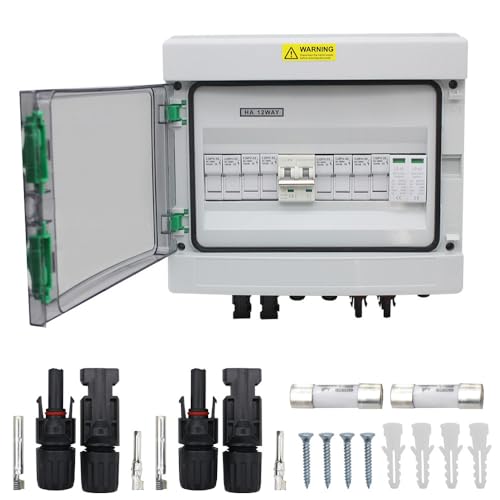 AIRTAK - AIRTAK 4 String Solar Combiner Box,PV Combiner Box for Solar,with Lightning Arreste & 15A Rated Current Fuse and 63A Circuit Breaker, IP65 Waterproof for On/Off Grid Solar Power System