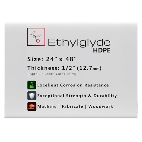 Natural HDPE Sheet. Starboard Texture, Marine Board, Cutting Board, High Density Polyethylene Plastic Sheet, DIY Project Material. Nominal Cut +(-) 1/8". Fabricated in USA. 24" x 48" (1/2" Thick)