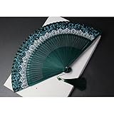 XVBGTRW Color changing crown fan women's folding lace color fashion photography Green Black(Black)