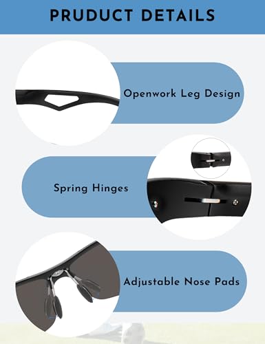 Image of BIRCEN Polarized Anti-Glare Sunglasses for Men: Lightweight Metal Wrap around Sun Glasses UV Protection for Driving Fishing