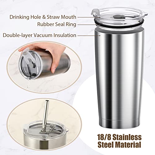 Nuogo 16 Pack 20 Oz Stainless Steel Tumblers Bulk Powder Coated Tumbler With Spill Proof Lid Double Wall Metal Coffee Cups Reusable Silver Vacuum Insulated Travel Mugs For Cold And Hot Drink #TOP3