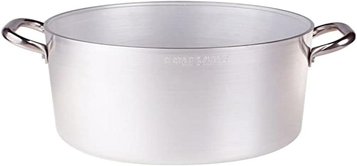 Pentole Agnelli Professional Aluminium 3 Mm. Deep Saucepot with 2 Handles, 7.2 Litre