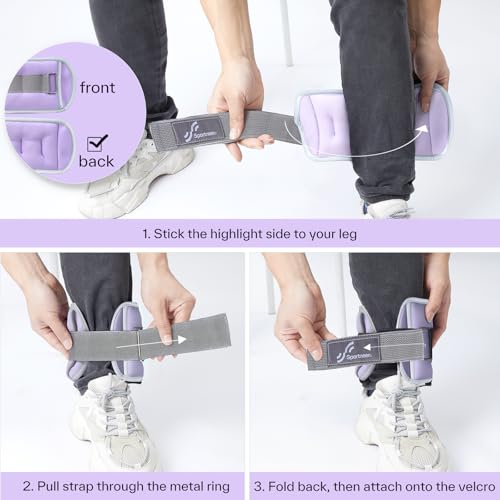 Image of Sportneer Ankle Weights Wrist Weights Pair of 1 /2 /4 /6 /10 LBS for Men Women Kids Strength Training Wrist and Ankle Weights Set with Reflective Strips for Dancing Running Walking Fitness Workout Gym