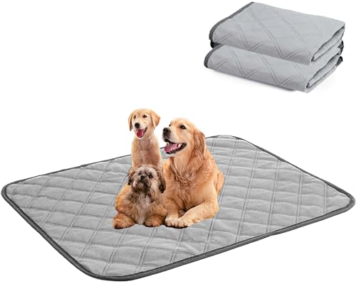 heatcozy 洗えるペットシーツ おしっこパッド 繰り返し使える ペットマット 介護シーツ 小型〜大型犬 猫 小動物用 四重構造 超吸収 速乾 漏れ防止 滑り止め 洗濯機で丸洗い 四季通用 (120x90CM 2枚セット, ?ライトグレー)