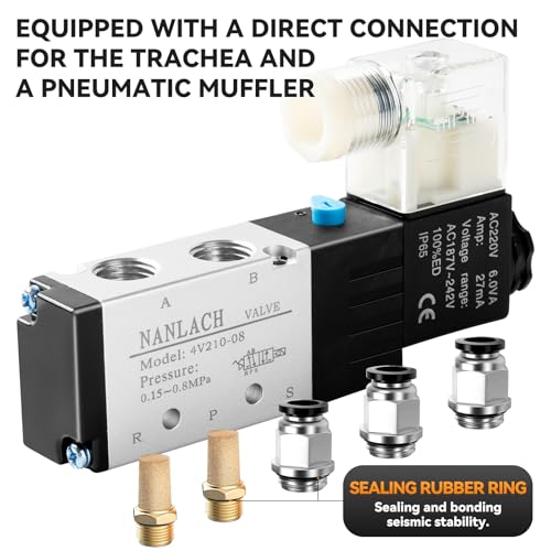NANLACH 1/4"NPT Solenoid Valve 4V210-08 12V/24V/110V/220V Single Coil Pilot-Operated Electric 2 Position 5 Way Connection Type Junction Box (DC24V) by NANLACH - Used condition - Image 5