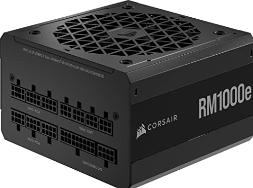 Corsair RM1000e Vollständig Modulares Geräuscharmes ATX-Netzteil (Zwei EPS12V-Anschlüsse, Auf 105 °C ausgelegte Kondensatoren, 80 PLUS Gold-Wirkungsgrad, Modern Standby-Unterstützung) Schwarz