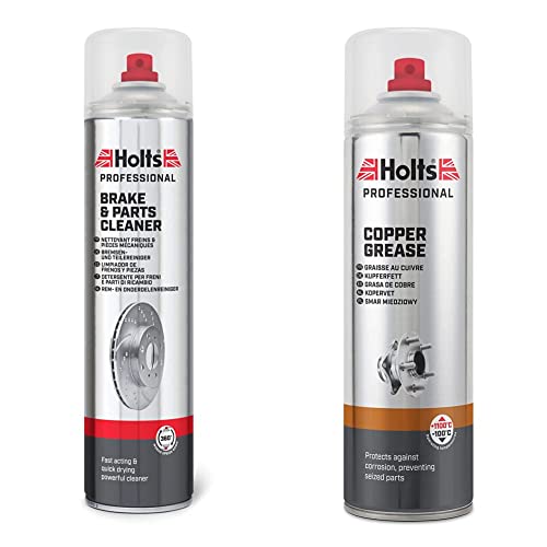 Holts 1831697 Brake Cleaner, Clear, 600ml & HMTN0018A Professional Copper Grease Spray, 500ml