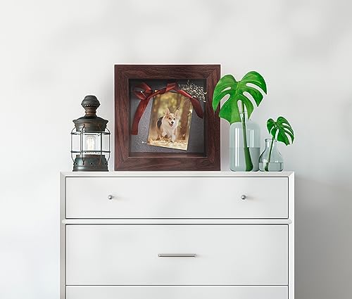 Frametory, 8x8 Shadow Box Frame - Front Opening - 2 inch Depth Display Box for Wall and Tabletop Display- Memory Box, 6 Pins Included (8x8, Walnut) - Thumbnail 4