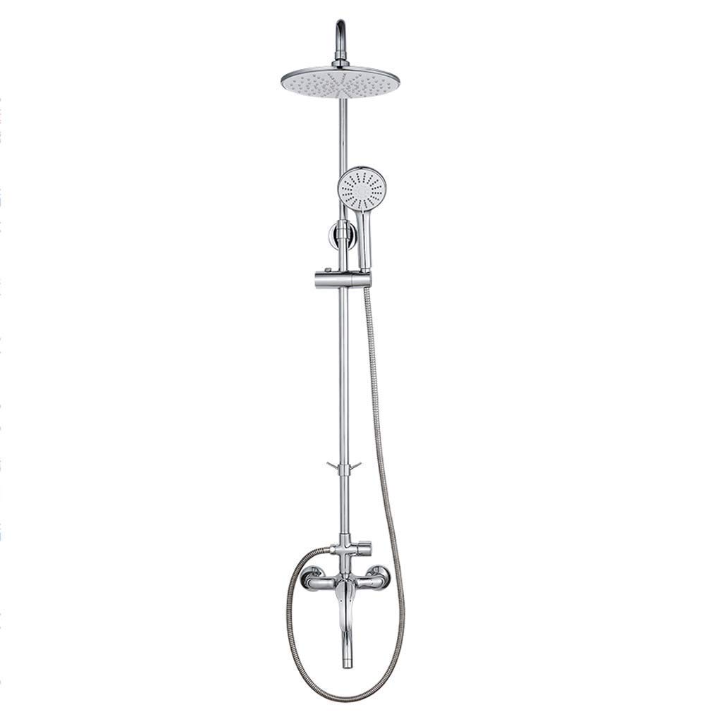 Système de douche mitigeur mural circulaire chromé pomme de douche effet pluie
