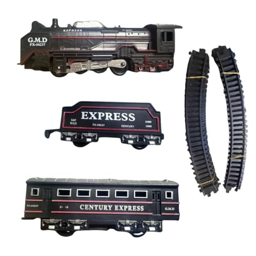 Image of Classic Electric Style Toy Train Set with Track | Century Express Battery Operated Model Train | Kids Railway Play Set & Gift Item (Battery Not Included)