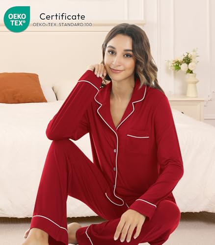 NACHILA Women’s Pajama Sets Long Sleeve Pjs Button Down Pajamas Soft Sleepwear Comfy Nightwear,Viscose Made from Bamboo2