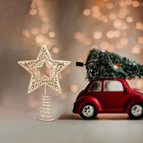 Amosfun Enfeite de Estrela de Ferro para Enfeite de Ãrvore de Natal Dourado Brilhante para Enfeites