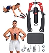 Abahub Arm Trainer Hydraulic with Ab Roller Wheels, 14-200 kg Adjustable Hydraulic Arm Exerciser,...