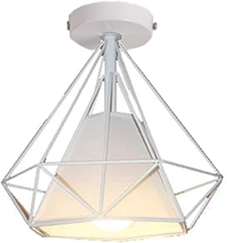 Close To Ceiling Lights Metal Caged Industrial Ceiling Light Retro Vintage Industrial Flush Mount Ceiling Pendant Lights, Ceiling Lighting Fixture for Hallway Porch Bathroom Stairway Bedroom Kitchen