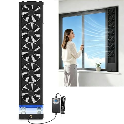 GODNOEI 37.5-39.4 Inch Vertical Window Fan For Sliding Windows Window