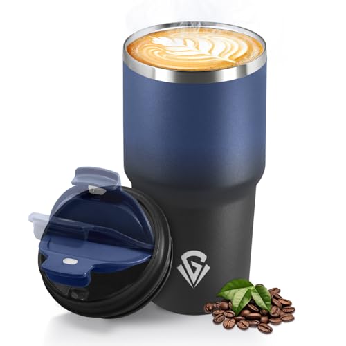 HoneyHolly Termo Cafe 600 ML, Reutilizables, Vaso Termico Cafe Antigoteo para Coche, Acero Inoxidable 304, Taza Termica Para Llevar, Termo Café Hermético para Café Frío y Caliente, Leche y Té