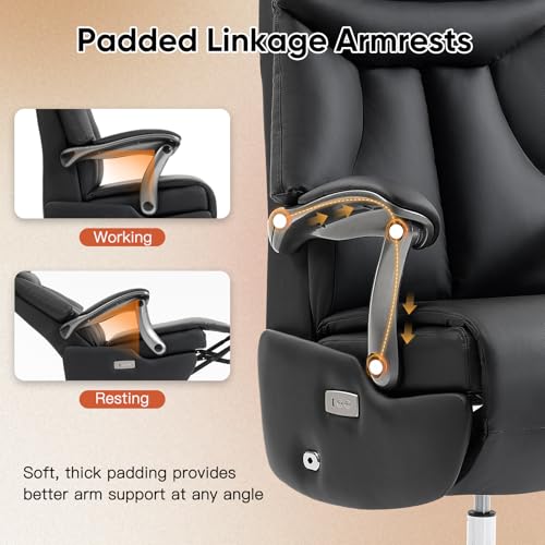 Image of ECOTOUGE Electric Executive Office Chair, Ergonomic Recliner Chair, Black | 400LBS Big and Tall Office Chair, Comfortable Ergonomic Recliner Chair for Home Office, Studio or Gaming Room