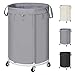 150L Grande Cesto Biancheria Sporca con Ruote, Cesto Portabiancheria per Telaio Metallico e Borsa Oxford Impermeabile Cesta Panni Sporchi per Camera da Letto, Bagno, Lavanderia, Grigio immagine