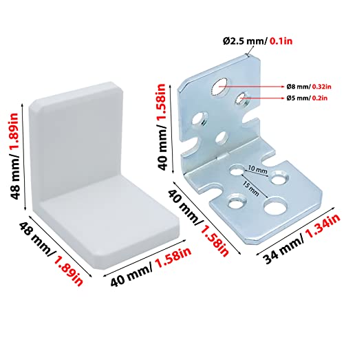 Yapikan 4Pcs White Heavy Duty Furniture Kitchen Cabinet Wall Mount Hanger Bracket 1.57X1.57 Inch thumb #4