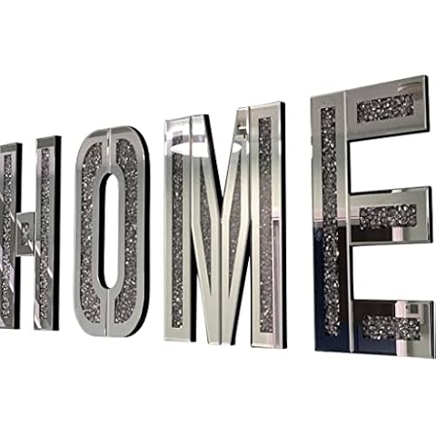 SPARKLE PALACE® Crushed Diamond Crystal Home Sign- Silver Sparkle Letters- Crushed Diamond Home Accessories Cover