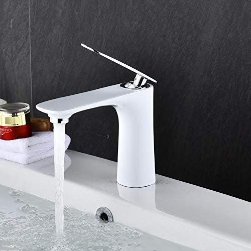 Robinet de lavabo de luxe blanc et chrome pour salle de bains moderne chic