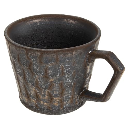 Milisten Taza de Café de Cerámica Estilo Retro Colgante, 350 Ml, Color Marrón Dorado, Taza para Capuchino y Café Leche Adecuado para Hogar, Cafetería y Restaurante