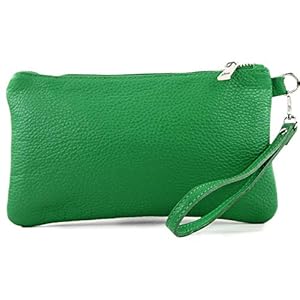 T193 Damen Leder Clutch Handgelenktasche Kosmetiktasche Klein handmade in Italy