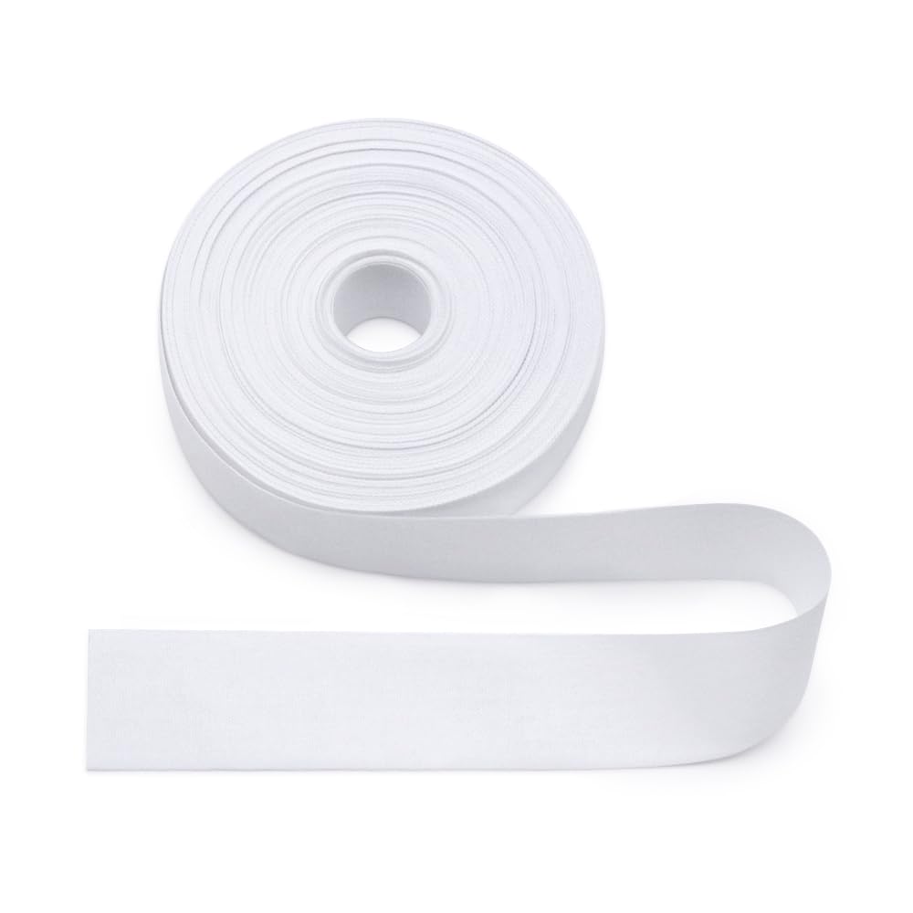 Jamsinmu White Natural Cotton Ribbon 25mm, 10 Yards Plain Weave Webbing for Edge Reinforcement Webbing, DIY Sewing Crafts - Plain 25mm*10Y