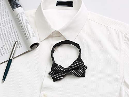 Allegra K Men's Striped Pre-Tied Bow Ties Neck Adjustable Bowties Pointed Wedding Bow Tie One Size Gray #TOP4