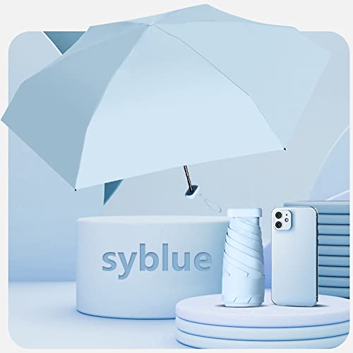 Esufeir Mini Travel Sun Umbrella For Purse With Case,Small Compact Uv Umbrella For Sun And Rain,Lightweight & Portable,Windproof Parasol Umbrella With 99% Uv Protection For Women Men Kids(Syblue) #TOP7
