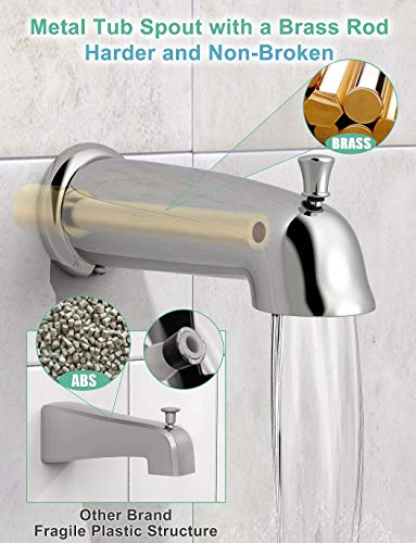 Image of SR SUN RISE Shower System with Tub Spout Rain Shower Tub Set, High Pressure 35-Function Dual 2-in-1 Shower Combo Faucet with Valve, Patented 3-Way Water Diverter in Polished Chrome(Valve Included)