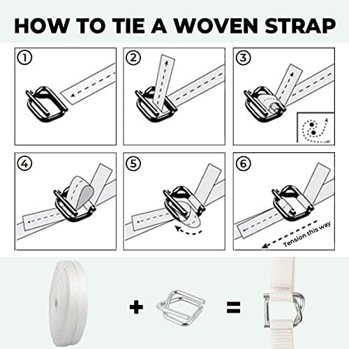 Woven Cord Strapping with Buckles Kit, 1000kg Break Strength, 19mm x 100M Woven Cord Polyester Strapping Roll with 50pcs Reusable Buckles for Packing