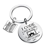 MAOFAED Girl Computer Programmer Gift Women Coder Gift I Code Like A Girl Try To Keep Up Gift for...