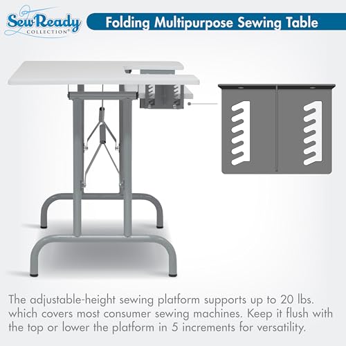 Studio Designs Folding Multipurpose Sewing & Craft Table w/ Machine Shelf, White by Sew Ready - Image 3