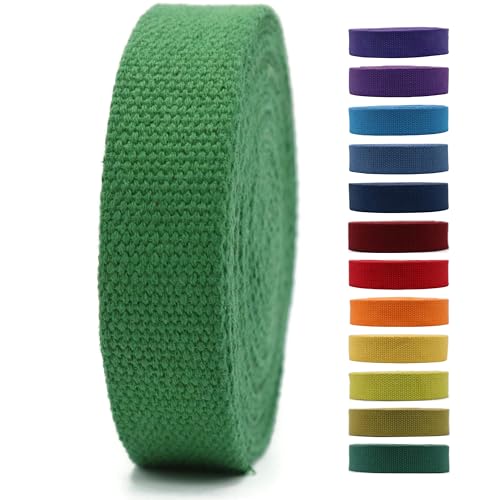 1" & 1.5'' & 2" Cotton Webbing - 5 Yards - 50+ Colors -%100 Natural Cotton - Turkish Woven - Heavy Duty 1 Inch 1.5 Inch 2 Inch Canvas Webbing for Sewing Straps Bag Climbing Indoors Craft DIY 11332