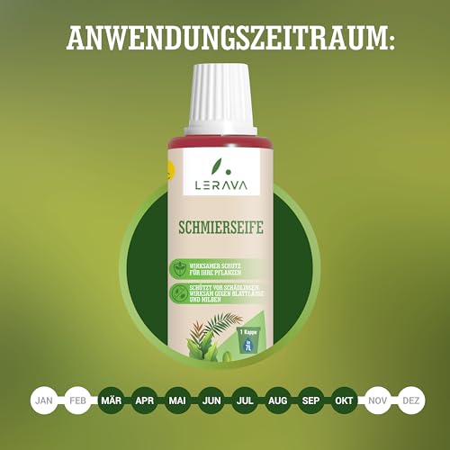 LERAVA Schmierseife flüssig gegen Blattläuse (200 ml) - BIO Schädlingsbekämpfung & Blattglanz - Kaliseife gegen Blattläuse Schildläuse Mehltau - 100% Made in Italy