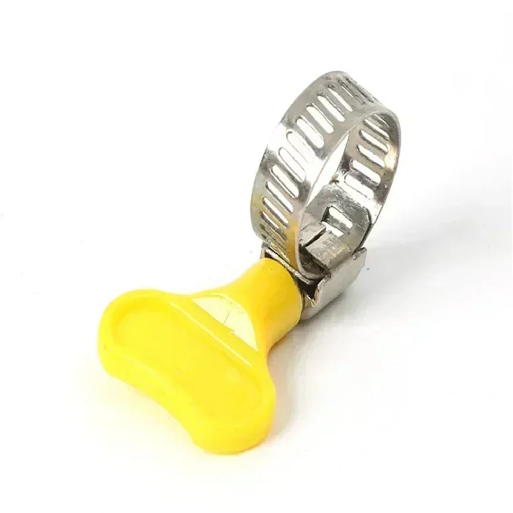 Morsetto per tubi in acciaio inox con maniglia in metallo e maniglia in plastica gialla, tipo autoserrante, morsetto per tubi a croce, 10, 16 mm (5 pezzi)