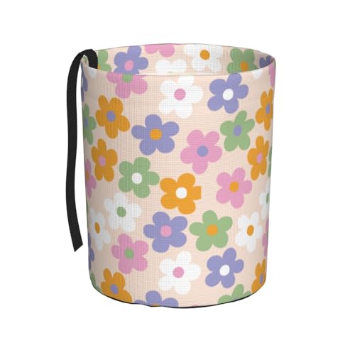 Image of Cute Flowers Floral Car Trash Can Collapsible Garbage Can,Hanging Trash Bag Water Proof with Suitable for Storage for Car Interiors,Home