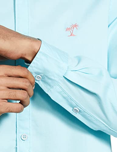 Image of The Indian Garage Co Men Slim Fit Placement Embroidered Full Sleeves Cutaway Collar Casual Shirt
