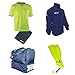 Zeus Kit de football autocollant chaussette + sac et K-Way pour football, entraînement, sac imperméable (XXL, jaune fluo-bleu)