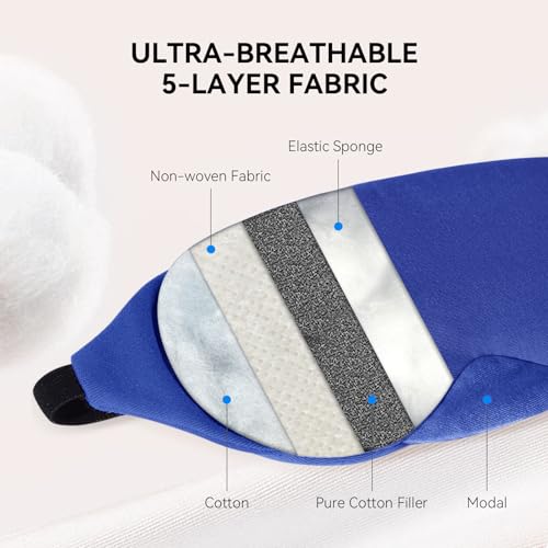 Mavogel Cotton Sleep Eye Mask - Breathable Light Blocking Sleep Mask, Soft Comfortable Night Eye Mask for Men Women, Eye Cover for Travel/Sleeping/Shift Work, Includes Travel Pouch (Blue) - Thumbnail 7