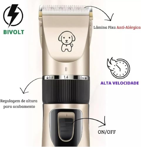 Máquina De Tosa Profissional Aparador De Pelo Para Pets Caes Gatos Cachorro Bivolt Premium