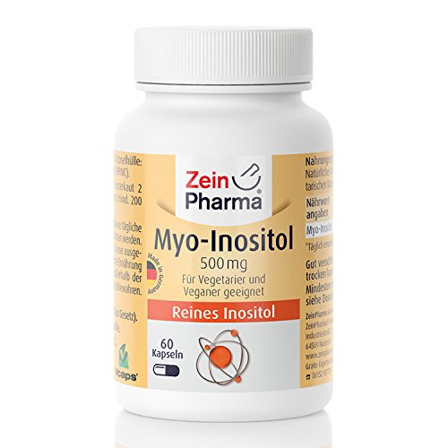 Myo-Inositolo 500mg di ZeinPharma  60 capsule (fornitura per 1 mese)  Senza glutine, vegano, kosher e halal  Fatto in Germania