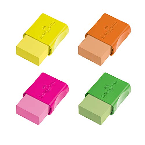 Borracha FC Max com Cinta Plástica 4 Cores Sortidas 24 Unidades, Faber-Castell, Neon