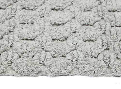 Woven St. Tufted Cotton Bath Mat | Area Carpet For Spa, Vanity Shower, Master Bathrooms | Water Absorbent Linens | Cotton Rugs | Bathroom Runners | Anti-Skid | 21’’ X 34’’ Inches | Light Grey #TOP1